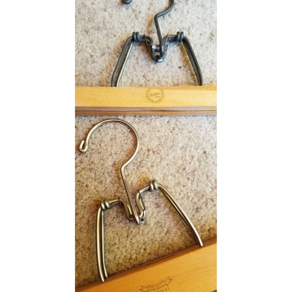 6 Vintage Wooden Wood Clamp Hangers Pant Skirt Harmony House Setwell Walker Scot